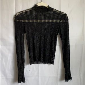 Shimmer black mock neck top